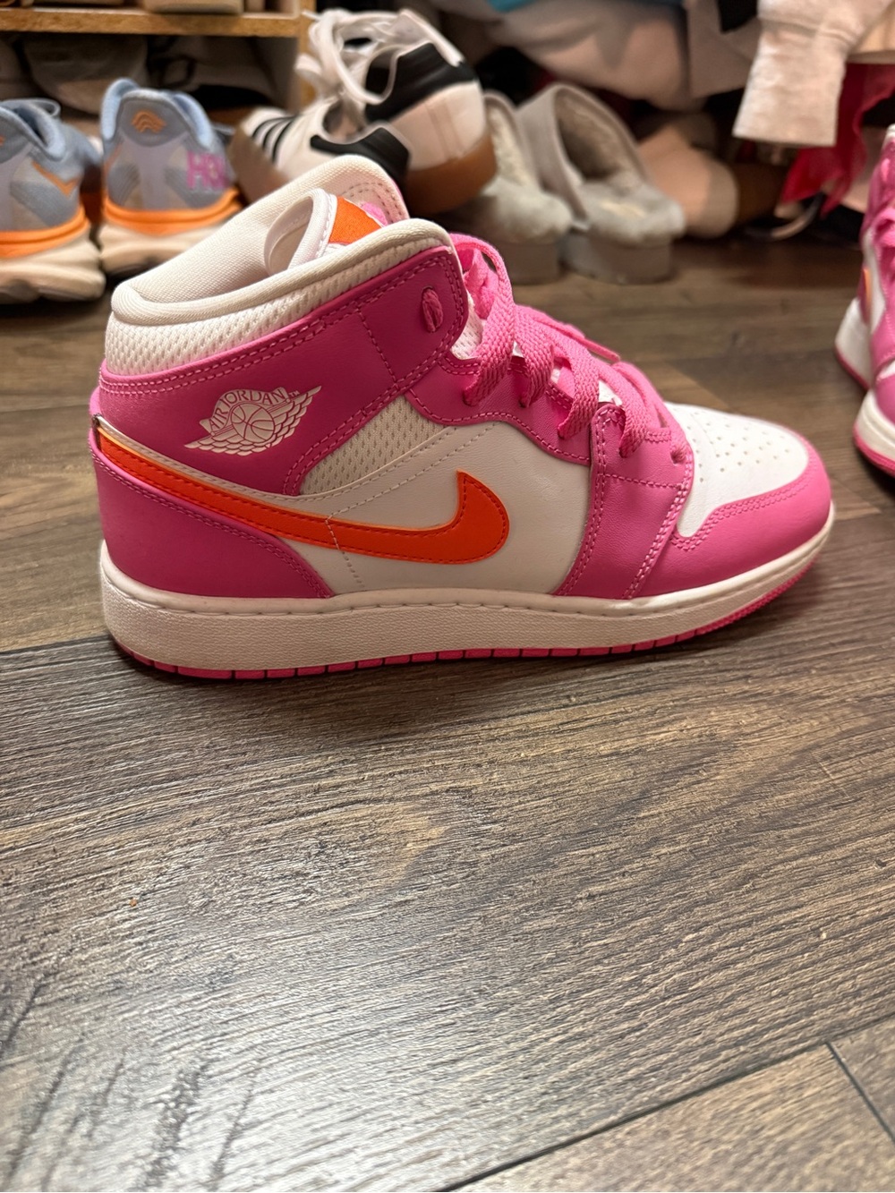 Jordan Kids' Pink and Orange High-Top Sneakers